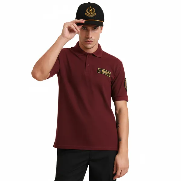 Maroon_Polyester_Security_Guard_Tshirt_For_Men