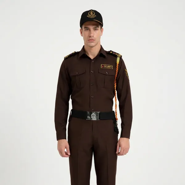 Brown_Cotton_Blend_Premium_Trovine_Security_Guard_Shirt_For_Men