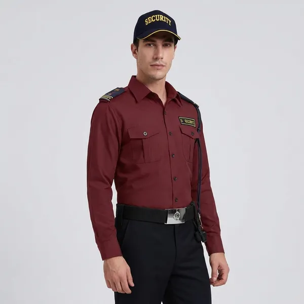 Maroon_Cotton_Blend_Premium_Trovine_Security_Guard_Shirt_For_Men