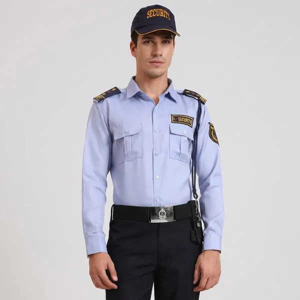 Shamrey_Blue_Cotton_Blend_Premium_Shamrey_Security_Guard_Shirt_For_Men