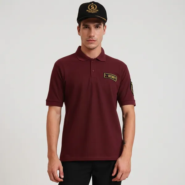Maroon_Polyester_Security_Guard_Tshirt_For_Men