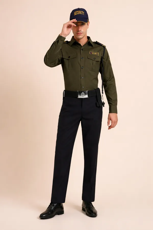 OLIVE_GREEN_Cotton_Blend_Premium_Trovine_Security_Guard_UNIFORM_Shirt_For_Men