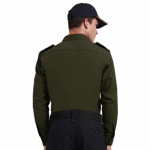OLIVE_GREEN_Cotton_Blend_Premium_Trovine_Security_Guard_UNIFORM_Shirt_For_Men