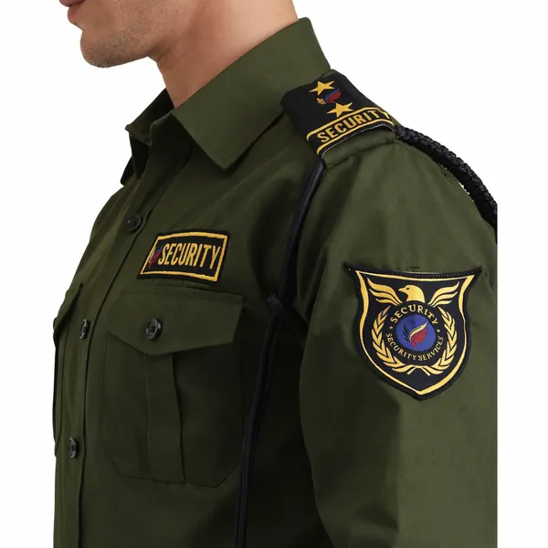 OLIVE_GREEN_Cotton_Blend_Premium_Trovine_Security_Guard_UNIFORM_Shirt_For_Men