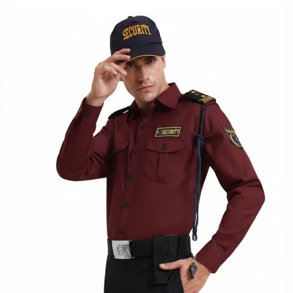 Maroon_Cotton_Blend_Premium_Trovine_Security_Guard_Shirt_For_Men