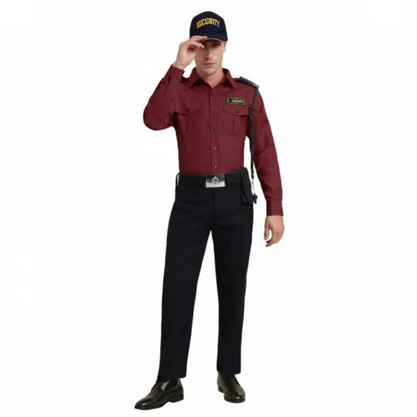 Maroon_Cotton_Blend_Premium_Trovine_Security_Guard_Shirt_For_Men
