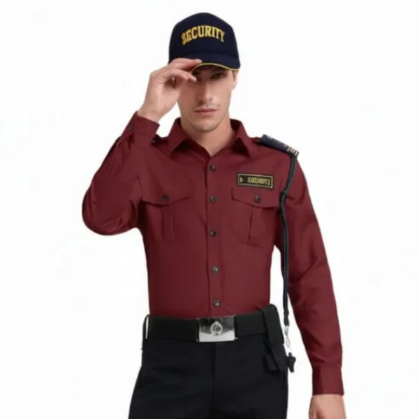 Maroon_Cotton_Blend_Premium_Trovine_Security_Guard_Shirt_For_Men