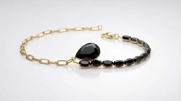 Jet_Black_Teardrop_Stone_Gold_Link_Bracelet