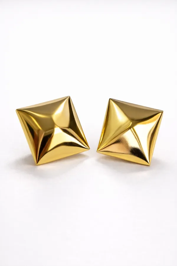 Polished_Gold_Square_Stud_Earrings