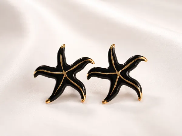 Black_Enamel_Gold_Starfish_Statement_Earrings