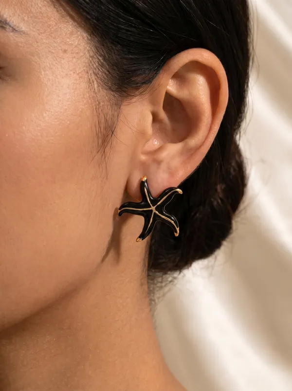 Black_Enamel_Gold_Starfish_Statement_Earrings