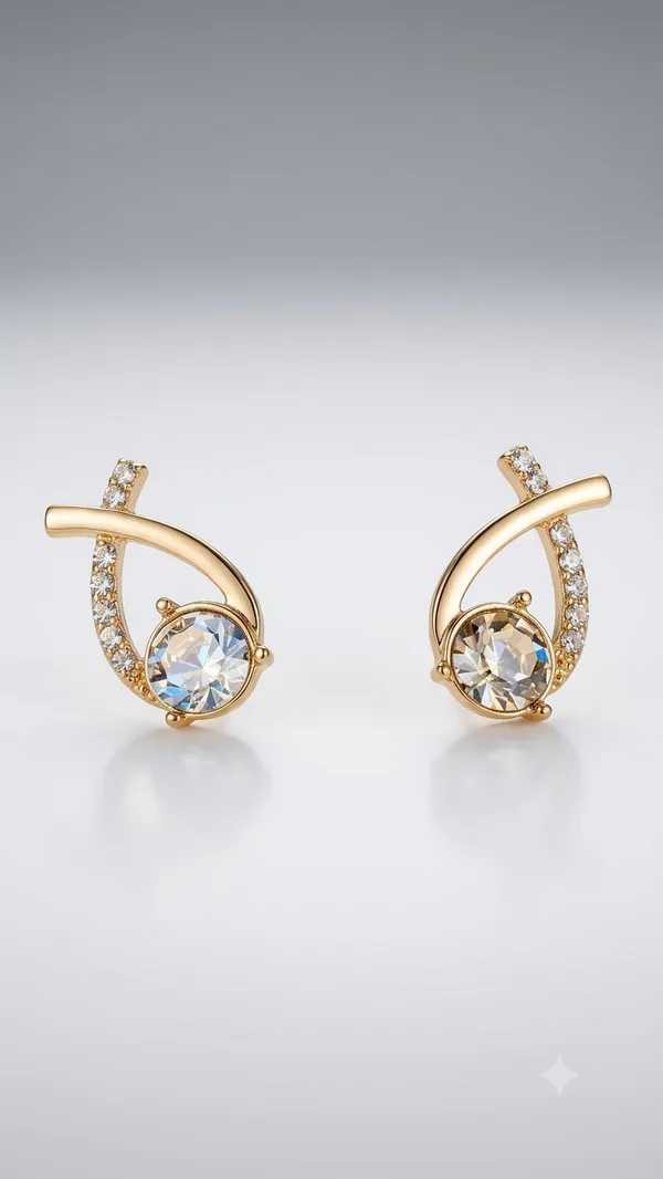 Gold_Curved_Crystal_Stud_Earrings