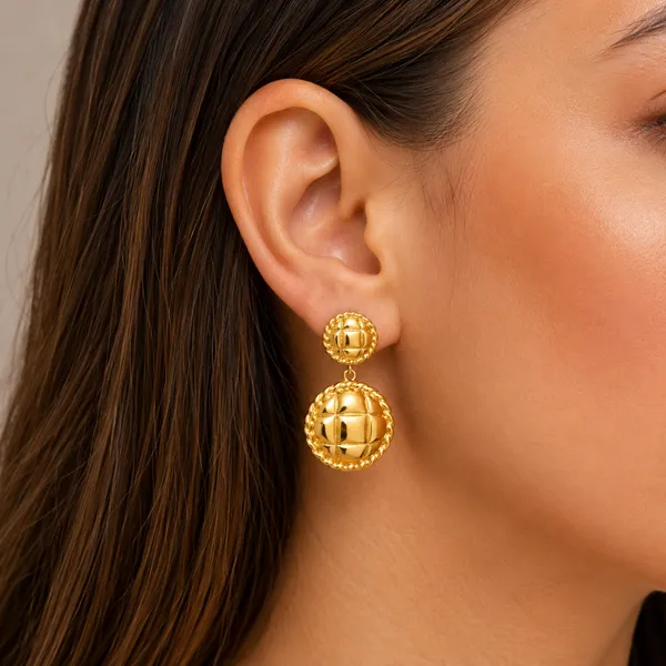 Gold_Quilted_Statement_Drop_Earrings