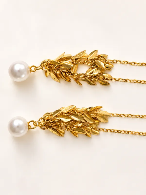 Pearl_Gold_Leaf_Tassel_Statement_Earrings