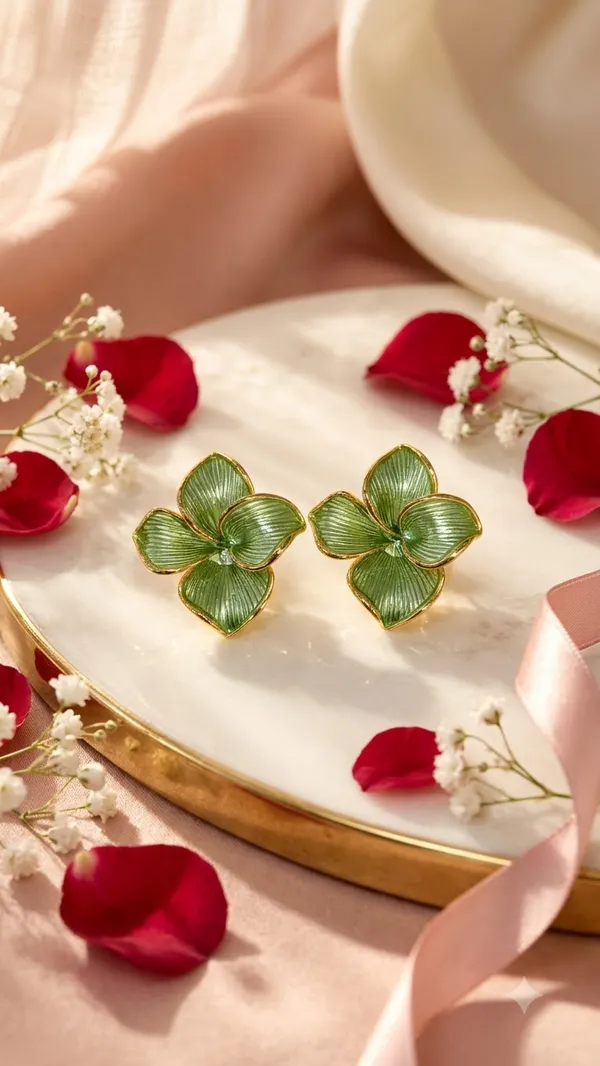 Elegant_Green_Floral_Stud_Earrings