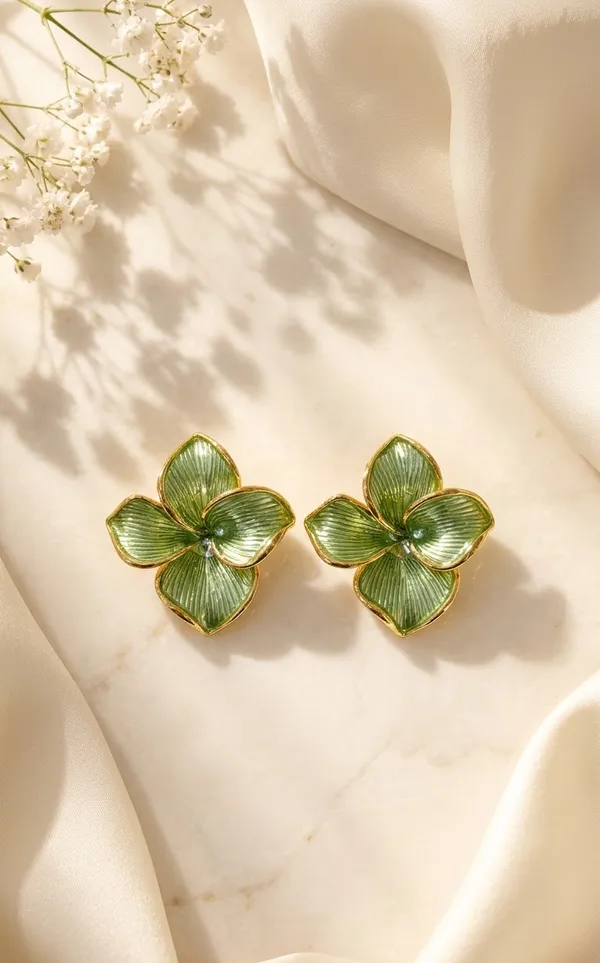 Elegant_Green_Floral_Stud_Earrings