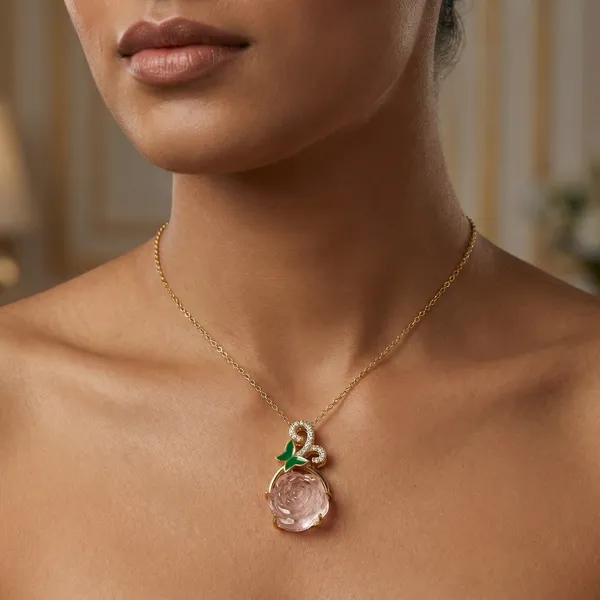 Blush_Rose_Crystal_Floral_Gold_Pendant_Necklace