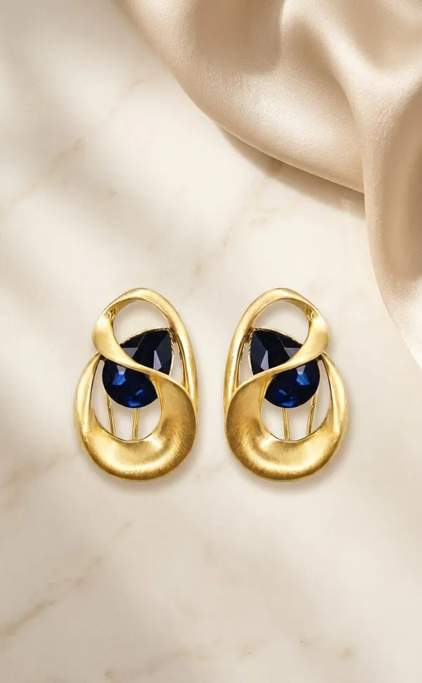 Nuanza_Gold-Tone_Geometric_Stud_Earrings_with_Midnight_Blue_Crystal