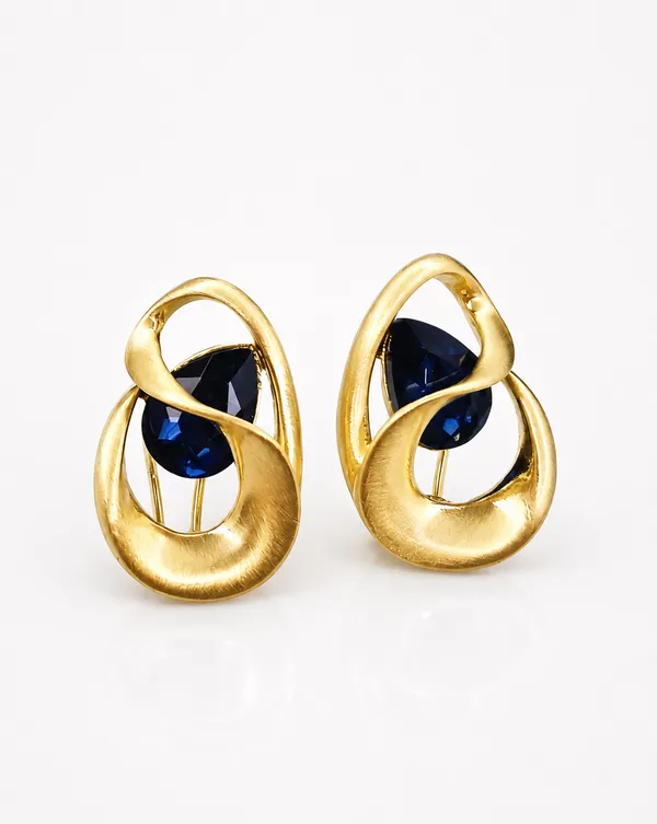 Nuanza_Gold-Tone_Geometric_Stud_Earrings_with_Midnight_Blue_Crystal