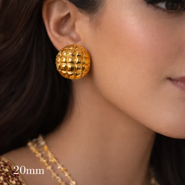 Quilted_Gold_Dome_Statement_Stud_Earrings