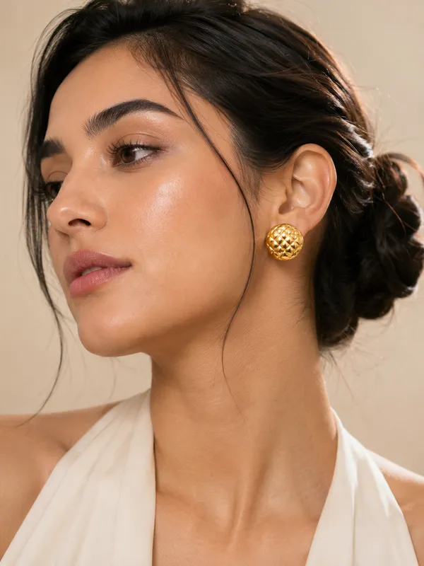 Quilted_Gold_Dome_Statement_Stud_Earrings
