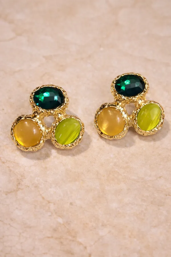 Teal_&_Amber_Multicolour_Cluster_Drop_Earrings