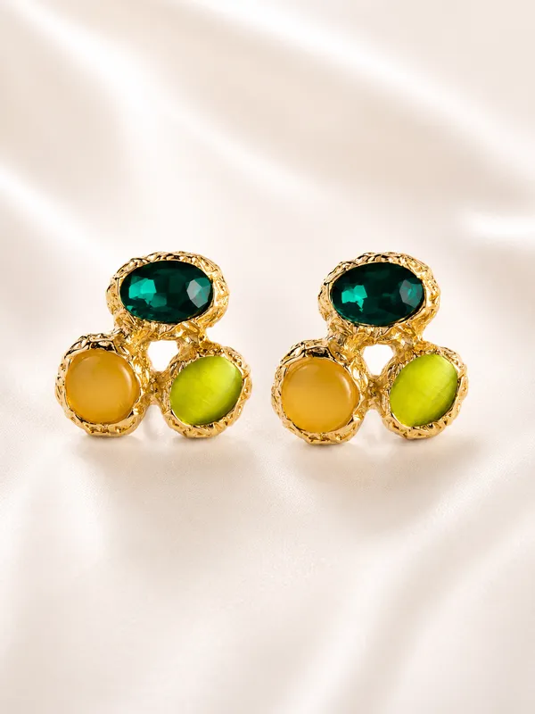 Teal_&_Amber_Multicolour_Cluster_Drop_Earrings