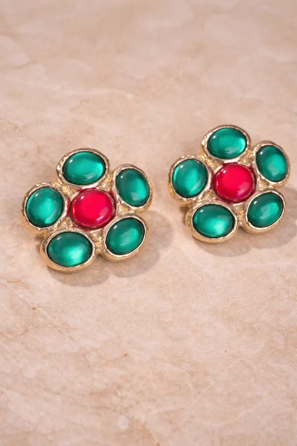 Emerald_&_Ruby_Multicolour_Cluster_Stud_Earrings