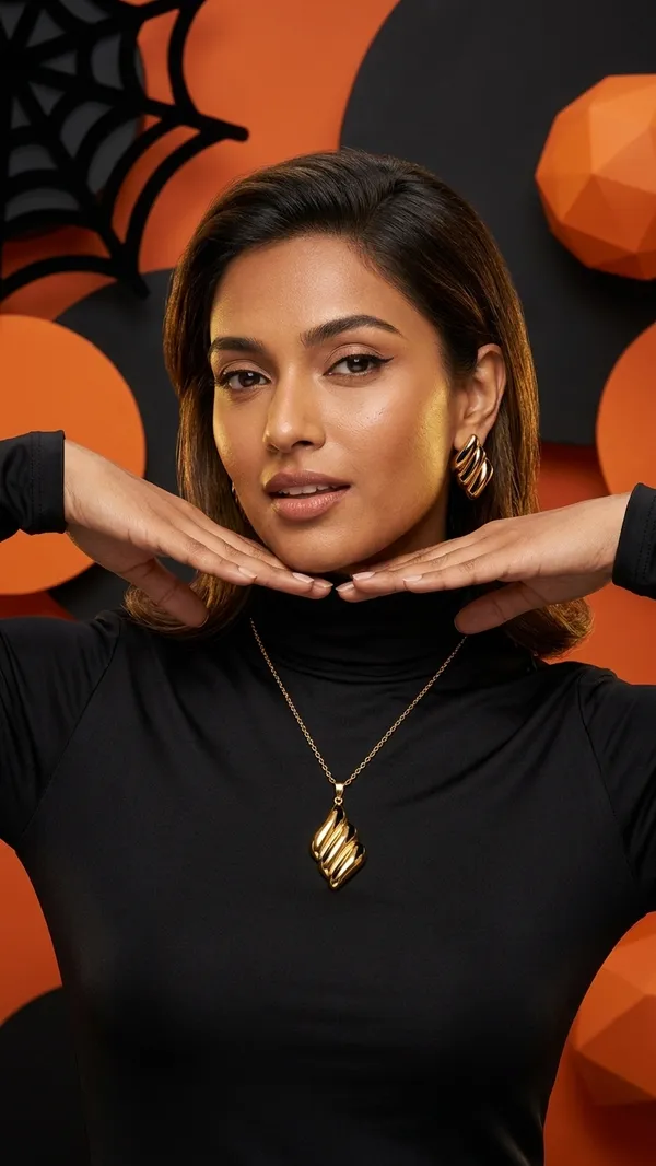 Twisted_Sculptural_Gold_pendant_and_earrings_set