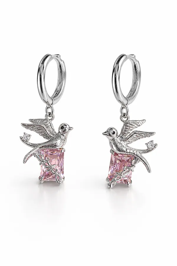 Silver_Pink_Crystal_Bird_Pendant_&_Earring_Set