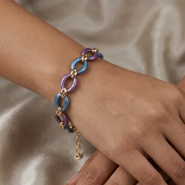 Blue_&_Lavender_Enamel_Gold_Link_Bracelet