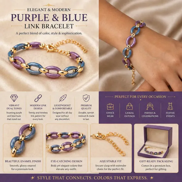 Blue_&_Lavender_Enamel_Gold_Link_Bracelet