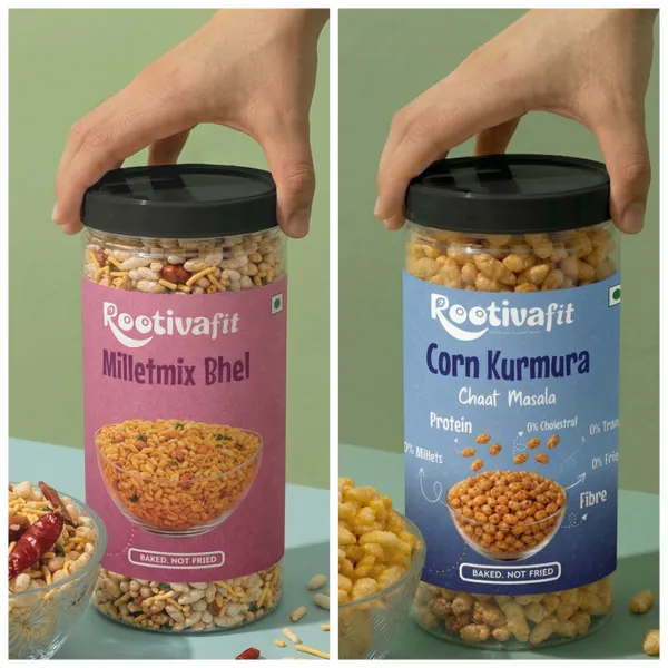 Rootivafit_Corn_Kurmura_(Chaat_Masala_Flavor)_And_Rootivafit_Millet_Mix_Bhel_Baked,_Not_Fried_Healthy_Snack_Combo_Pack_Of_2