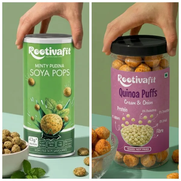 Rootivafit_Quinoa_Puffs_(Cream_And_Onion_Flavor)_And_Rootivafit_Soya_Pops_(Minty_Pudhina_Flavor)_Roasted_Soy_Savouries_(43G_Protein,_Gluten_Free,_High_Fibre)_Combo_Pack_Of_2