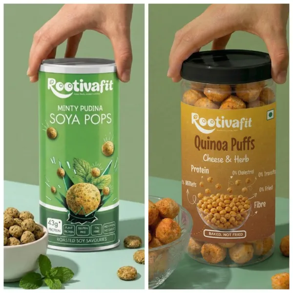 Rootivafit_Quinoa_Puffs_(Cheese_And_Herb_Flavor)_And_Rootivafit_Soya_Pops_(Minty_Pudhina_Flavor)_Roasted_Soy_Savouries_(43G_Protein,_Gluten_Free,_High_Fibre)_Combo_Pack_Of_2