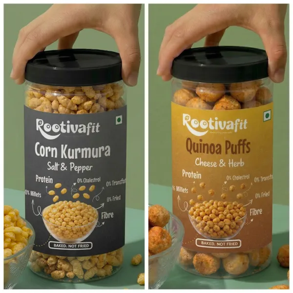 Rootivafit_Quinoa_Puffs_(Cheese_And_Herb_Flavor)_And_Rootivafit_Corn_Kurmura_(Salt_And_Pepper_Flavor)_Baked,_Not_Fried_Combo_Pack_Of_2