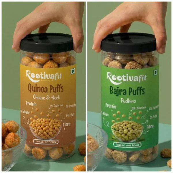 Rootivafit_Quinoa_Puffs_(Cheese_And_Herb_Flavor)_And_Rootivafit_Bajra_Puffs_(Pudhina_Flavor)_Baked_Healthy_Snack_Combo_Pack_Of_2