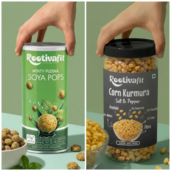 Rootivafit_Corn_Kurmura_(Salt_And_Pepper_Flavor)_And_Rootivafit_Soya_Pops_(Minty_Pudhina_Flavor)_Roasted_Soy_Savouries_(43G_Protein,_Gluten_Free,_High_Fibre)_Combo_Pack_Of_2