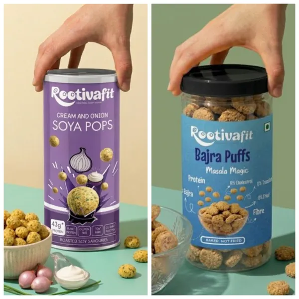Rootivafit_Bajra_Puffs_(Masala_Magic_Flavor)_And_Rootivafit_Soya_Pops_(Cream_And_Onion_Flavor)_Roasted_Soy_Savouries_(43G_Protein,_Gluten_Free,_High_Fibre)_Combo_Pack_Of_2