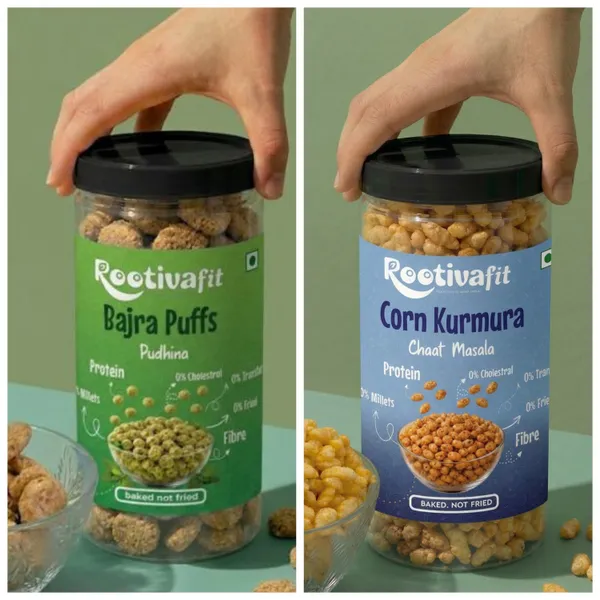 Rootivafit_Corn_Kurmura_(Chaat_Masala_Flavor)_And_Rootivafit_Bajra_Puffs_(Pudhina_Flavor)_Baked_Healthy_Snack_Combo_Pack_Of_2