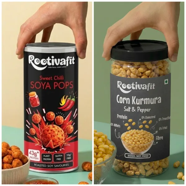 Rootivafit_Corn_Kurmura_(Salt_And_Pepper_Flavor)_And_Rootivafit_Soya_Pops_(Sweet_Chilli_Flavor)_Roasted_Soy_Savouries_(43G_Protein,_Gluten_Free,_High_Fibre)_Combo_Pack_Of_2