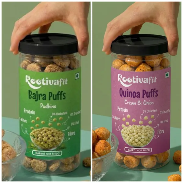Rootivafit_Quinoa_Puffs_(Cream_And_Onion_Flavor)_And_Rootivafit_Bajra_Puffs_(Pudhina_Flavor)_Baked_Healthy_Snack_Combo_Pack_Of_2