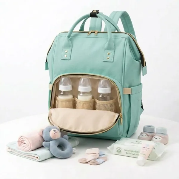 Stylish_Baby_Diaper_Bag_Backpack_for_Moms_|_Large_Capacity_Waterproof_Mommy_Bag_|_Multipurpose_Maternity_Travel_Bag_with_Multiple_Pockets_|_Green