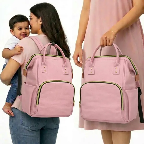 Stylish_Baby_Diaper_Bag_Backpack_for_Moms_|_Large_Capacity_Waterproof_Mommy_Bag_|_Multipurpose_Maternity_Travel_Bag_with_Multiple_Pockets_|_Pink