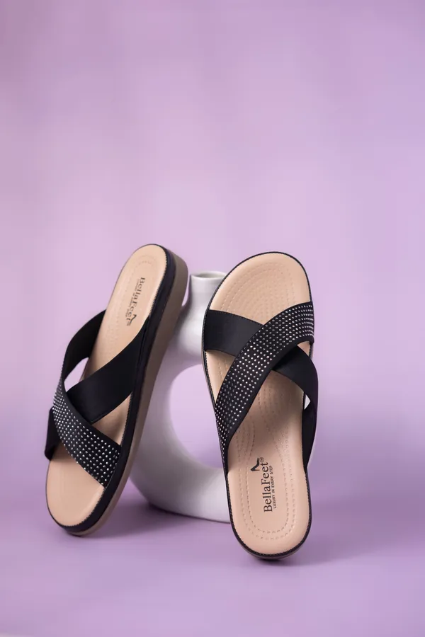 Black_Lycra_Doctor_Sole_Sandals_For_Women
