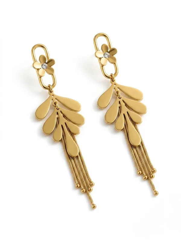 Gold_Tone_Floral_Leaf_Drop_Earrings_for_Women