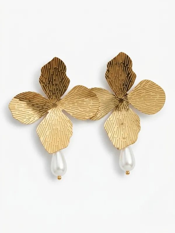 Gold_Floral_Pearl_Drop_Earrings_for_Women