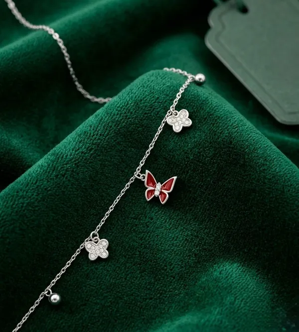 Red_Butterfly_Charm_Silver_Tone_Adjustable_Bracelet_For_Women_925_Sterling_Silver