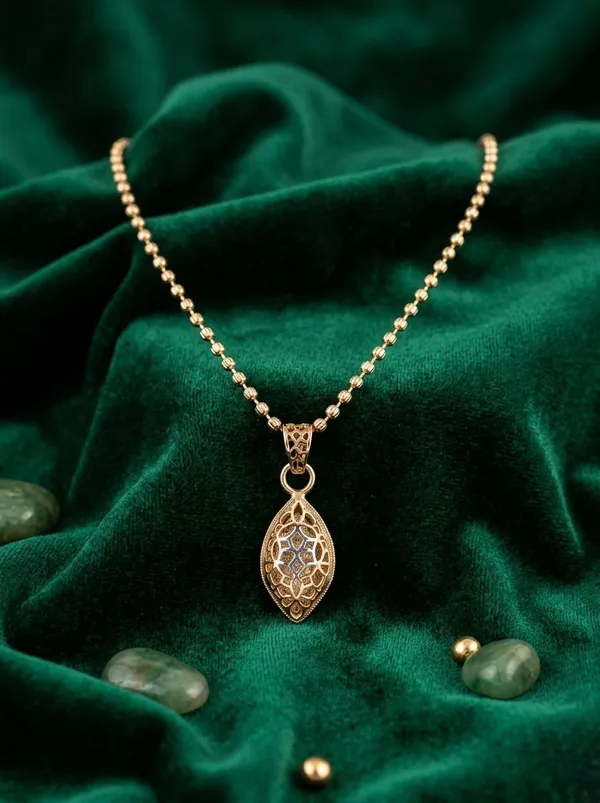 Elegant_Gold_Tone_Filigree_Pendant_Necklace_For_Women_925_Sterling_Silver