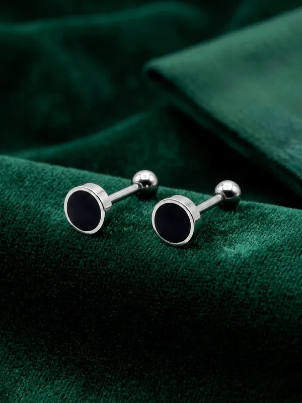 925_Silver_Black_Circle_Stud_Earrings